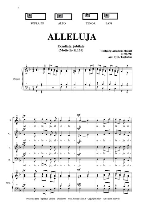 ALLELUJA (Exsultate, Jubilate K.165) W.A.Mozart - Arr. For SATB Choir And Organ